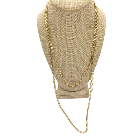 VINTAGE MONET GOLD TONE CHAIN LINK NECKLACE 27" LONG CIRCLE STATIONS LUXURIOUS - Picture 5 of 16